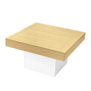 Table Basse Effet Bois Et Base Blanche Avec Éclairage LED 70x70x40 Cm Celgaiks