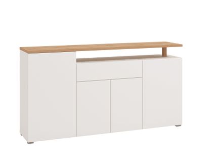 Buffet 4 portes ADRIANA imitation chêne et blanc