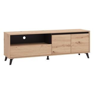 Meuble TV L.158 cm MARINA imitation chêne et noir