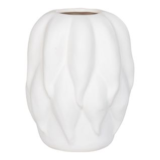 Vase Décoratif Daisy, Céramique, Blanc, 19,5x19,5x26 Cm