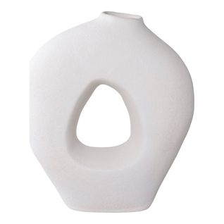 Vase Décoratif Milano, Céramique, Blanc, 24x10,5x27,8 Cm