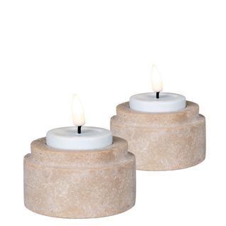 Bougeoir Tealight, Travertin, Marron, 7x7x4,5 Cm