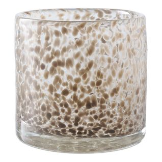 Bougeoir Leo, Verre, Beige, 12x12x11,5 Cm