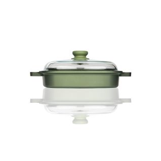 Poêle à Griller à Vapeur Dr. Green, Aluminium Moulé Sous Pression, Vert, 26x26x5,5 Cm