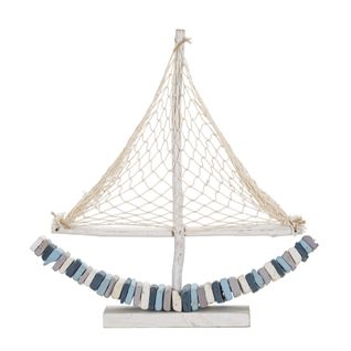 Sculpture Bateau 2, Bois, Multicouleur, 45x7x45 Cm
