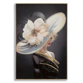 Impression Sur Toile Femme à La Fleur, Bois, Multicouleur, 62x4x92 Cm