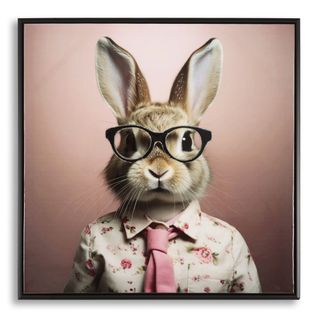 Impression Sur Toile Lapin 3, Bois, Multicouleur, 62,5x2,8x62,5 Cm