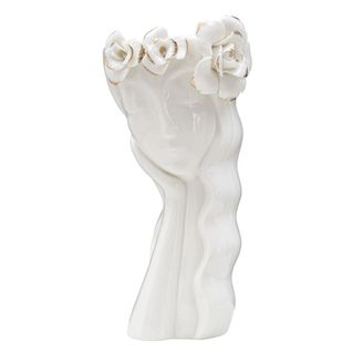Vase Décoratif Visage 28, Porcelaine, Blanc, 14,8x13x29 Cm