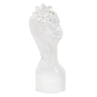 Vase Décoratif Visage 34, Porcelaine, Blanc, 10,5x10x24,7 Cm