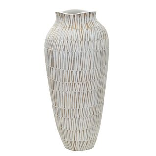 Vase Décoratif Mf666, Polyrésine, Blanc, 23x23x50 Cm