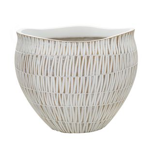 Vase Décoratif Mf669, Polyrésine, Blanc, 30,5x30,5x24,5 Cm