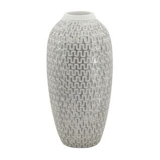 Vase Décoratif Mf675, Polyrésine, Blanc, 21x21x43 Cm