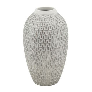 Vase Décoratif Mf682, Polyrésine, Blanc, 19,5x19,5x34 Cm