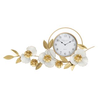 Horloge Murale Mf282, Métal, Or, 92,5x8x45,5 Cm