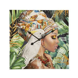 Horloge Murale Afrique 2, Mdf, Multicouleur, 60x4,5x60 Cm