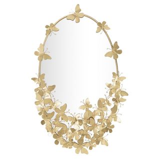 Miroir Avec Cadre Papillon 32, Métal, Or, 59x3x89,5 Cm