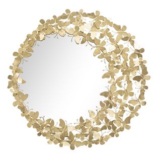 Miroir Avec Cadre Papillon 31, Métal, Or, 81,5x3,5x81,5 Cm