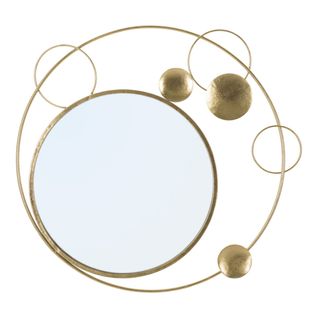 Miroir Avec Cadre Lune 3, Métal, Or, 90x3x83 Cm