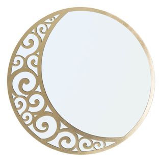 Miroir Avec Cadre Lune 2, Métal, Or, 72x1x72 Cm