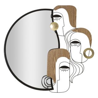 Miroir Avec Cadre Mf493, Métal, Marron, 83x80x80 Cm