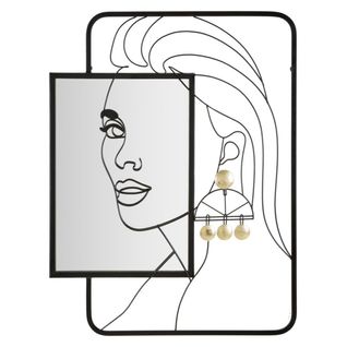 Miroir Avec Cadre Mf508, Métal, Noir, 64,8x3,8x85 Cm