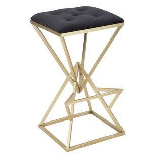 Tabouret Bas Triangles, Métal, Or, 40x40x75 Cm