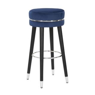 Tabouret Haut Mf435, Bois, Bleu, 35x35x74 Cm
