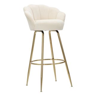 Tabouret Haut Mf451, Métal, Beige, 55x53x110 Cm