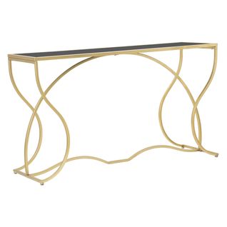 Table Console Mf626, Métal, Or, 130x40x75 Cm