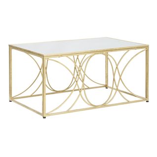Table D'appoint Mf552, Métal, Or, 90x60x45 Cm