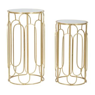 Table D'appoint Mf555, Métal, Or, 36,5x36,5x70 Cm