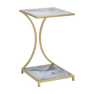 Table D'appoint Mf543, Métal, Or, 40x35x60 Cm