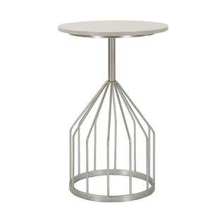 Table D'appoint Mf532, Marbre, Argent, 37,5x37,5x58 Cm