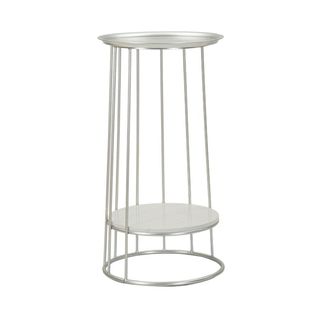 Table D'appoint Mf583, Marbre, Argent, 40x40x76 Cm