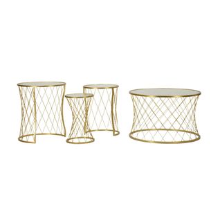 Table D'appoint Mf567, Métal, Or, 70x70x45 Cm