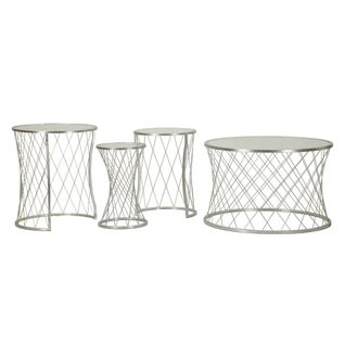 Table D'appoint Mf571, Métal, Argent, 70x70x45 Cm