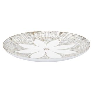 Plateau Fleur 3, Polyrésine, Blanc, 35,5x35,5x4,4 Cm