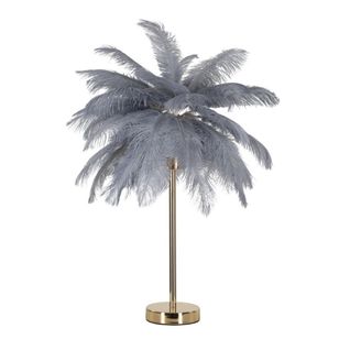 Lampe à Poser Plumes, Métal, Gris, 40x40x55 Cm