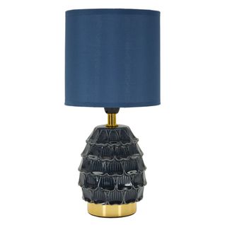 Lampe à Poser Mf96, Céramique, Bleu, 15x15x30,5 Cm