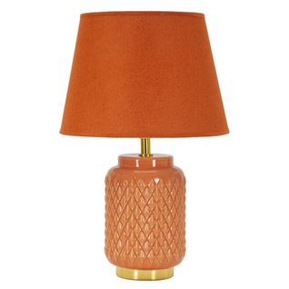 Lampe à Poser Mf113, Céramique, Orange, 28x28x44 Cm