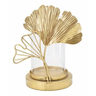Bougeoir Feuille 61, Métal, Or, 17x12x21 Cm