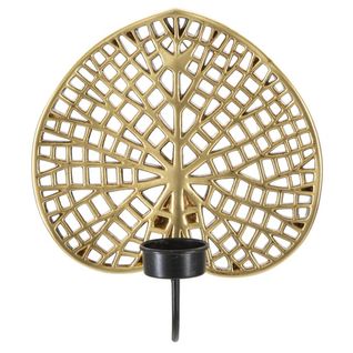 Bougeoir Feuille 3, Polyrésine, Or, 20x8x22,2 Cm