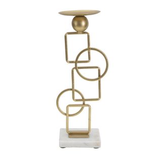 Bougeoir Mf343, Marbre, Or, 13x10x31,5 Cm