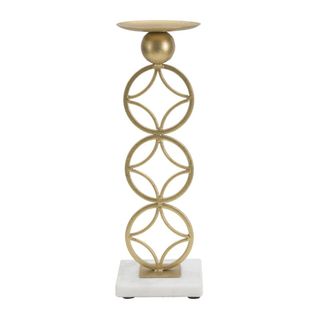 Bougeoir Mf344, Marbre, Or, 10x10x32 Cm