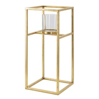 Bougeoir Mf347, Métal, Or, 15x15x35 Cm