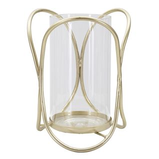 Bougeoir Mf350, Métal, Or, 16x16x21,5 Cm