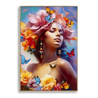 Impression Sur Toile Fleurs 1, Tissu, Multicouleur, 92x62x4 Cm