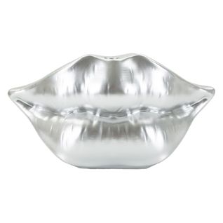 Vase Décoratif Bouche, Polyrésine, Argent, 12x23x8 Cm