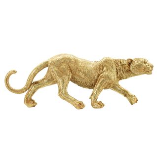 Sculpture Panthère, Polyrésine, Or, 89x21x33 Cm