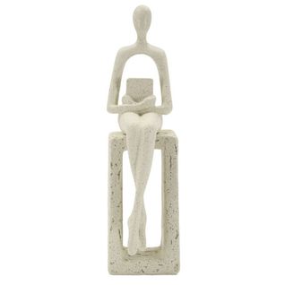 Sculpture Personnage, Polyrésine, Beige, 8,5x6,5x24 Cm